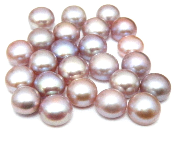Natural Colours 7-7.5mm Half Drilled Button Single Pearls